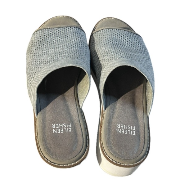 Eileen Fisher | Women's Grey Telly Stretch Knit Slip-On Wedge Heel Sandals Sz 6 - Picture 8 of 16